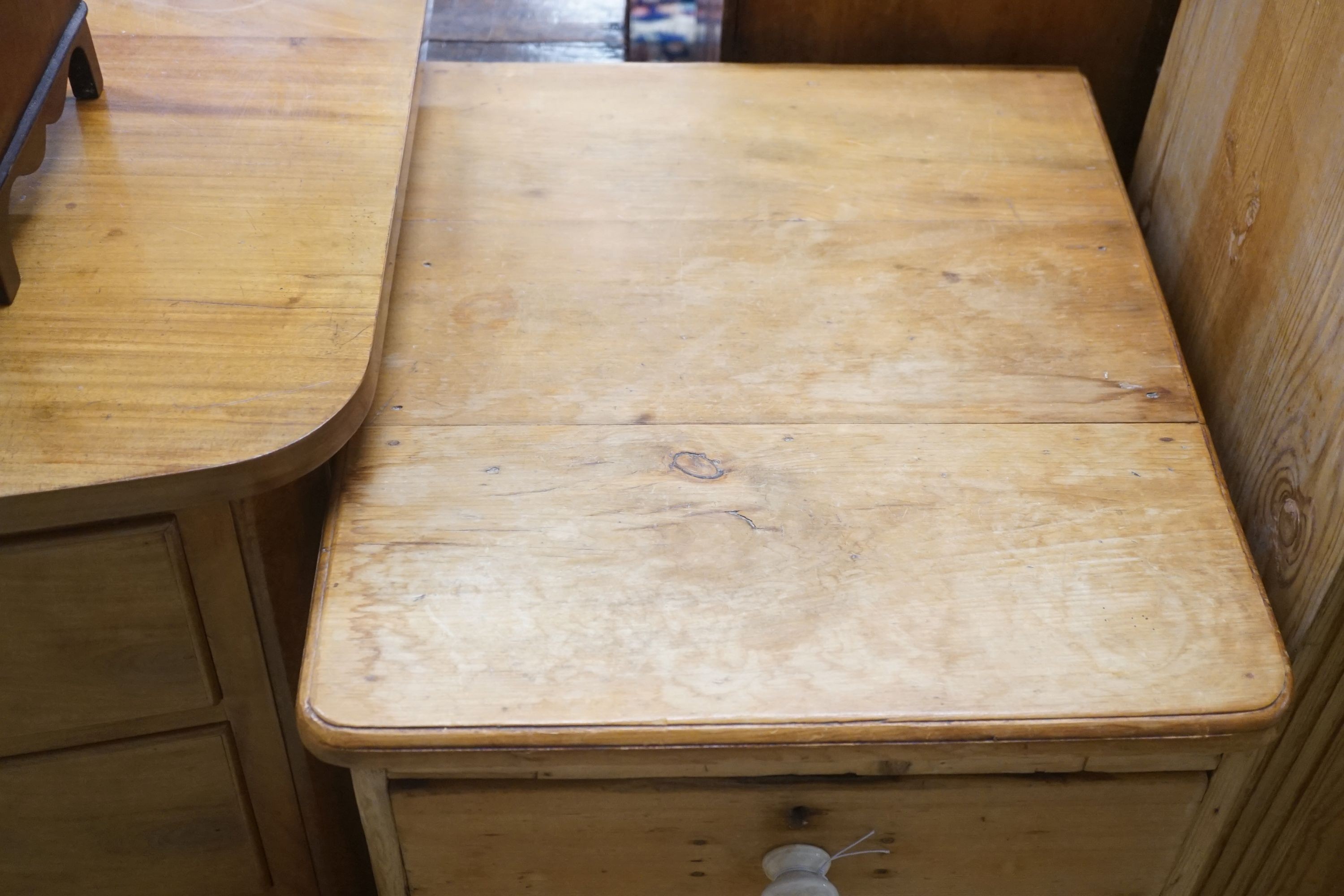 A Victorian pine four drawer chest, width 45cm depth 53cm height 72cm